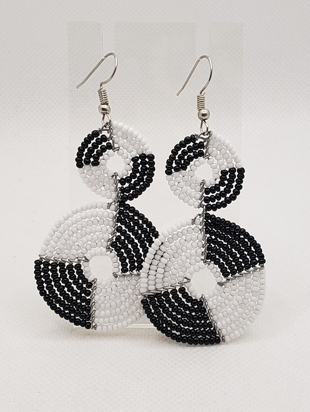 Black & White Beaded Drop Earrings